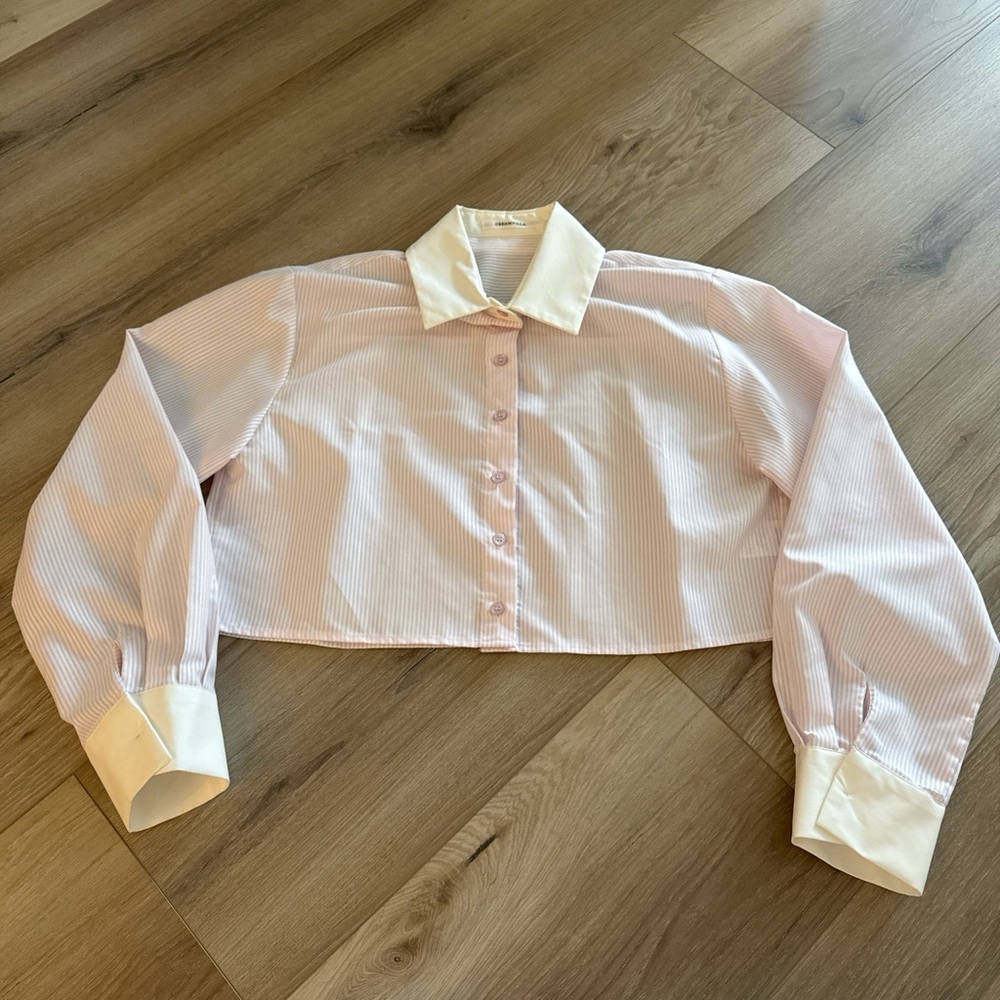 Frankie Shop Pink and White Button Down Shirt